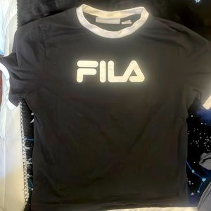 Black with white fila logo crop top